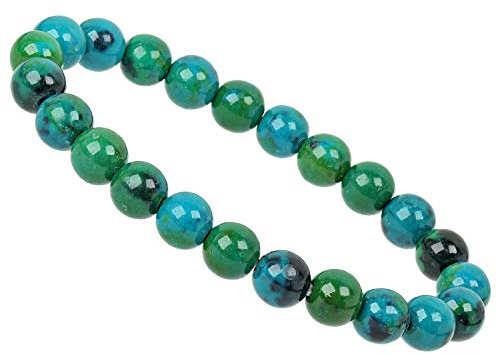 ELEDORO Armband aus rekonstruiertem Chrysokoll 8 mm | Kleine deutsche Schmuckmarke ELEDORO: handgefertigt, 8 mm Perlen, 19 cm, für 17–18 cm Handgelenk