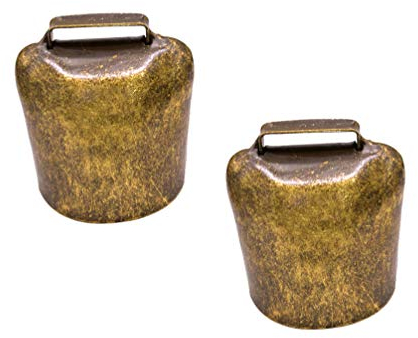 HEALLILY 2 Stücke Kuhglocke Ziegenglocke Hängende Glocke kleine Antike Eisen Glocke in antikgold Klangvolle Kuhglocke Glockenschelle Größe L