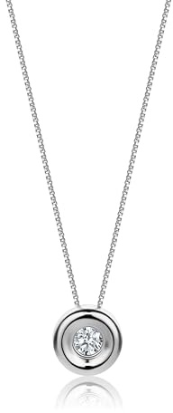 OROVI – Kette Damen aus 18 Karat (750) Weißgold/Gelbgold mit natürlichem Solitär Diamant Anhänger (0.05 Ct) in Zargenfassung – Luxus Edelstein Halskette Damen – Allergenfrei & handgemacht (42 cm)