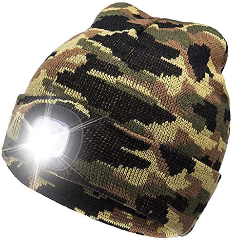 COTOP Mütze mit licht, Wintermütze Herren Damen, Strickmütze mit Stirnlampen, Geschenke Männer für Joggen, Lauf, Ski, Radfahren, Camping