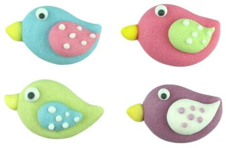 COXIMUS backen und mehr Tortendeko Geburtstag und Kindergeburtstag | Vögelchen aus Zucker 4-fach sortiert ca.25 x 12mm 12 Stck