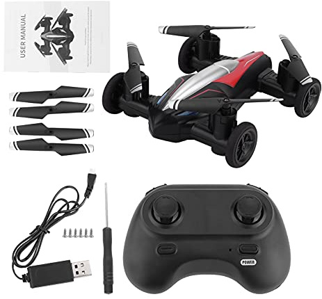 Drone 2 en 1, Professionnel Drone Quadrirotor RC Double Mode de Voiture de Drone Volant Air-Sol, DéFilement 360°, Anti-InterféRence Jouet QuadricoptèRe Facile pour DéButant - Rouge
