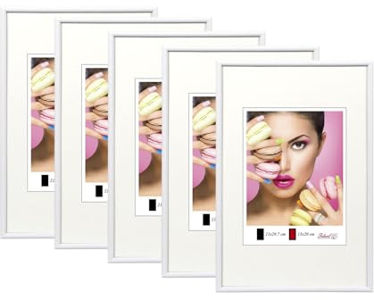 IDEAL TREND 2er 3er 5er Pack Photo Style Set Bilderrahmen Wanddeko Collage Poster Kunststoff Rahmen: Farbe: 5er Pack Weiß | Format: 30x45