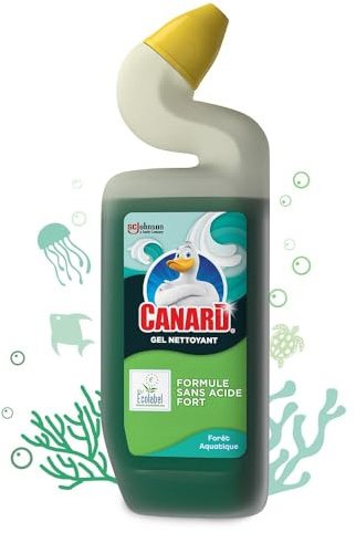 Canard WC Gel Nettoyant Formule Sans Acide Fort - Elimine Taches & Calcaire - Parfum Forêt Aquatique - 750 ml