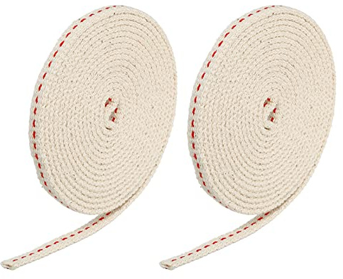 sourcing map 2Rolle Baumwolle Öllampe Docht 6mm Flache 2 M/6.5Ft Masche für Licht Rot