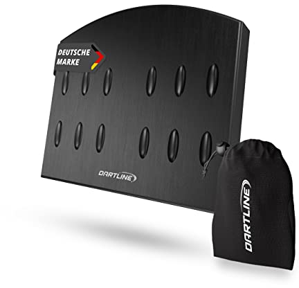 DARTLINE® Dart Halter aus Holz für 12 Darts | Edle Dartpfeile Halterung zur Aufbewahrung von Steeldarts und Softdarts | Premium Dartzubehör (Black Matte Finish, Breite Form)