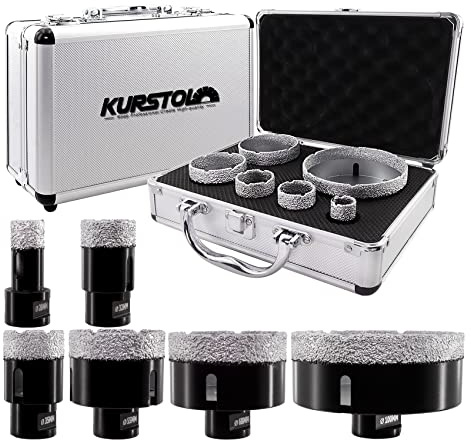 Diamant Fliesenbohrer Set 7 Stück – KURSTOL 20/32/35/55/68/100MM Diamantbohrer+Adapter für Fliesen Porzellan Keramik Granit Marmor