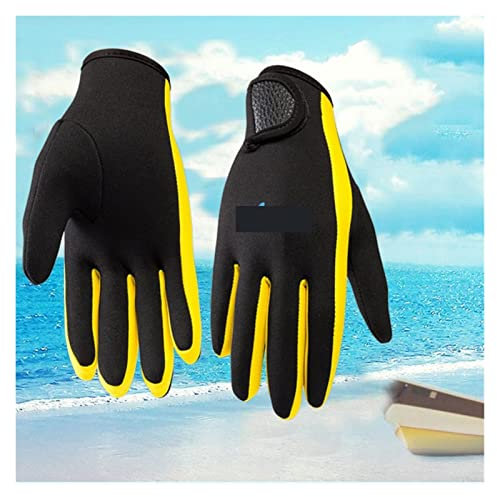 PAKLIF Tauchhandschuhe 1,5 mm Neopren-Schwimmen-Tauchhandschuhe Neopren-Handschuh for Schwimmen im Winter Warm, rutschfest Neoprenanzug-Handschuhe (Color : Yellow, Size : Small)