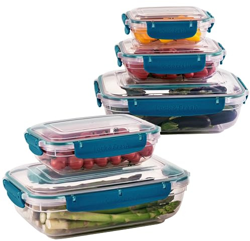 uandu Frischhaltedosen mit Deckel, 5er Tupperdosen Set, Meal Prep Boxen, Frischhaltedose für Mikrowellen und Kühlschrank, Vorratsdosen Luftdicht, Gefrierdosen für Mikrowellen und Kühlschrank, BPA frei