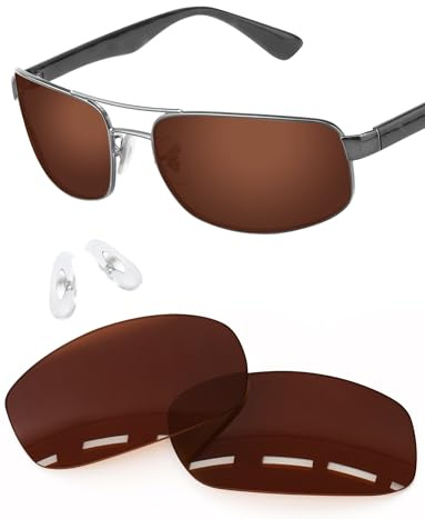 Forobb Verres et nez de rechange polarisés de 1,6 mm compatibles avec les lunettes de soleil RayBan RB3445-61 mm