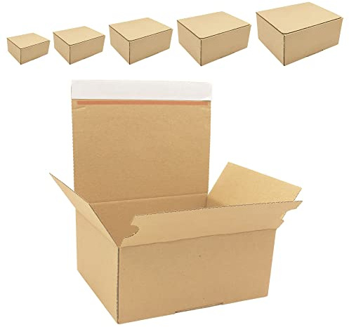 Automatikkartons mit Selbstklebestreifen, Aufreißfaden und Kraftpapier | Optimaler Schutz beim Versand | Automatik Karton I Versandkartons mit selbstklebendem Deckel (20, 305 x 216 x 130-220 mm)