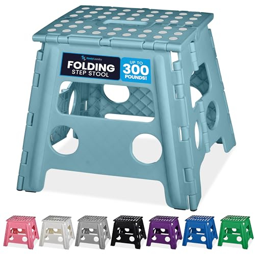 Handy Laundry Folding Step Stool 13 Inch, Teal, Non-Slip Holds 300 lbs