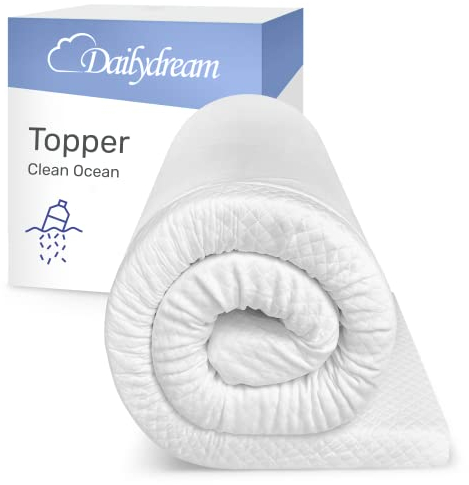 Dailydream Matratzen Topper 90x200cm | Memory Foam | 3,5cm hoch | Edition Clean Ocean, Model S | Zertifiziert & ergonomisch für unbequeme Matratze, Boxspringbett & Gästebett | Mattress Topper 90x200