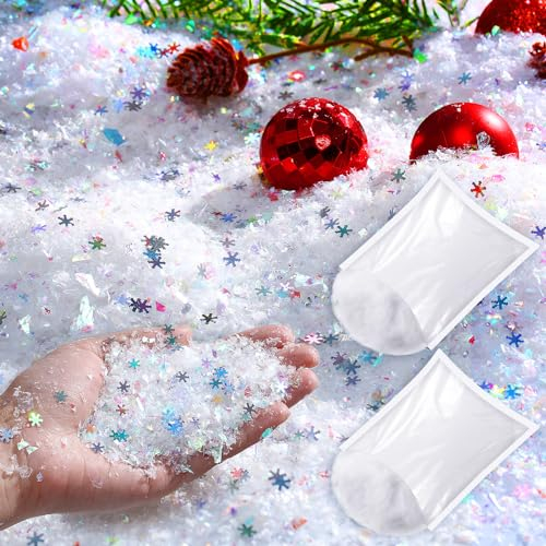 Shappy 640 g Weihnachten Fake Snow Decoration Snowflakes Party Glitter PVC Confetti Fluffy Fiber Stuffing Snowflakes Covering for Winter Home Christmas Tree Party Supplies (AB Color)