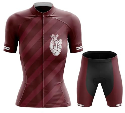 Maillot Cyclisme Femme Tenue Cycliste Été,Vêtements de Velo VTT Manche Courte MTB Jerseys Shirt et Cuissard Shorts avec 19D Coussin Gel,Ensemble Combinaisons de Cycling Respirant Séchage Rapide
