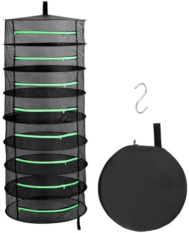QWORK® Trockennetz, 8-lagiges Mesh-Kräutertrocknerregal, Hängendes Kräuter Trockengestell für Kräuter, Obst, Blumen und Gemüse