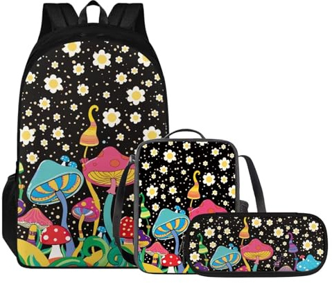 Tomeusey Sac à dos pour garçons pour l'école, sac à livres à double fermeture éclair pour filles et garçons avec sac à déjeuner isotherme, trousse à crayons, sac d'école décontracté de 44 cm pour