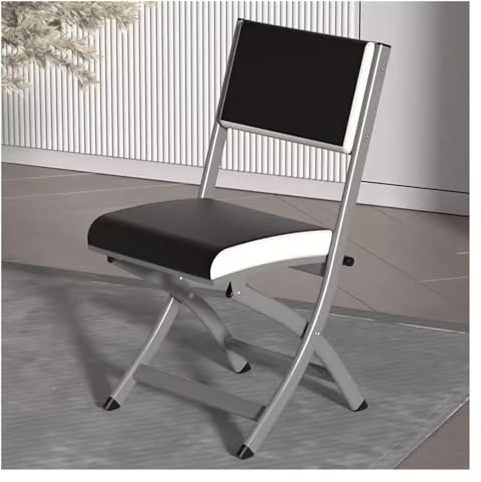 Stahlklappstühle, gepolsterter Klappstuhl aus PU-Leder, Premium-Klapphocker, Büro-Schreibtischstühle mit Stahlrahmen, Küchen- und Esszimmerstühle für das Wohnzimmer (Farbe: Grau)