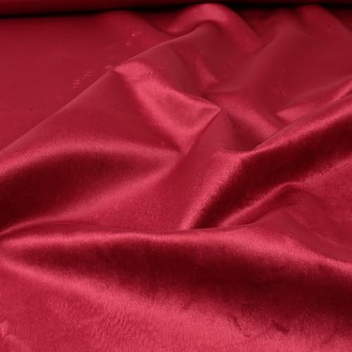 Stoff Meterware Lulin Samt - 1 Meter, Polsterstoff, Möbelbezugsstoff, Bezugsstoff, Möbelstoff, Stuhl, Sofa, Couch, 81 000 Scheuertouren (Rot)