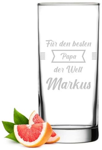 polar-effekt Verre à long drink 485 ml avec gravure comme cadeau de fête des pères – Cadeau personnalisé pour papa – Verre pour bière, whisky, boissons et eau – Passe au lave-vaisselle