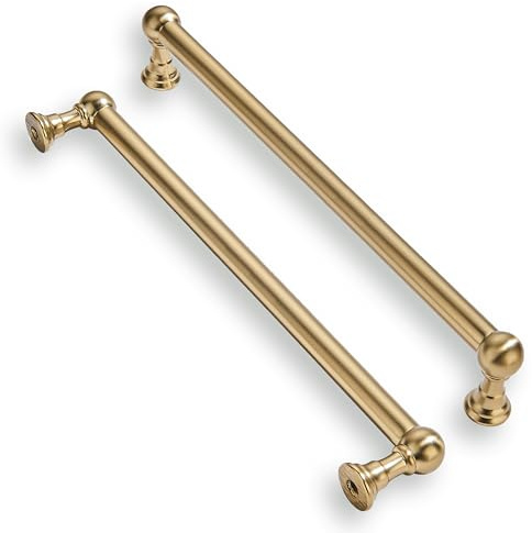 khtumeware Schrankgriffe aus gebürstetem Messing, 30,5 cm Lochmitte, robust, massives warmes Messing, Schrankgriffe, Schränke, Kommoden, Küchengriffe, Badezimmerschränke, 2 Stück