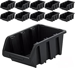 PECZEKO Scatola impilabile per officina, in plastica PP, scatola impilabile, scatola per riporre attrezzi, scatola per riporre oggetti, scatola per riporre oggetti, scatola per riporre oggetti,