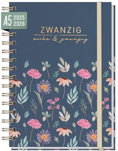 Häfft® Lieblings-Timer Ringbuch Kalender 2025/2026 A5 Flying Flowers Wochenplaner 17 Monate: Aug. 25 bis Dez. 26 - Hardcover Terminkalender, Terminplaner - nachhaltig & klimafreundlich