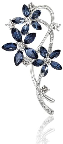 Forget Me Not Brooch, Brooches for Women UK | Vintage Women’s Rhinestone Crystal Pin Badge, Women's Pins for Wedding Party
