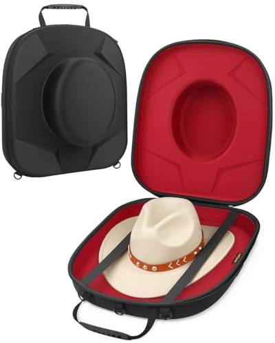 Cowboyhut-Reisetasche, knautschfeste EVA-Aufbewahrungsbox für Fedora-, Panama- und Westernhüte mit Griff und Gurt, Rot