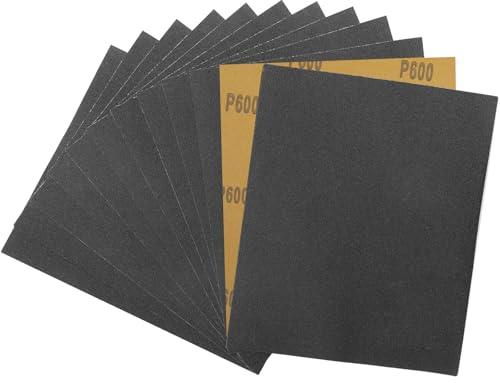 STEBRUAM 230x280mm pulgadas Papel De Lija,15 Piezas 600 Grano Lija Agua lijado de metales y pulido automotriz Acabado de muebles de madera Lijado | 9 x 11 pulgadas papel de lija húmedo, papel de lija fino para muebles de madera de coche metal y muebles