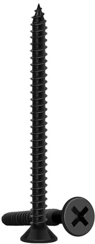 Wood Screws 2 Inch, 70 PCS FIXLINK Premium Flat Head Phillips Black Wood Screws, Self Tapping Electrophoresis Used in Indoor Furniture, Woodworking (#8 x 2)