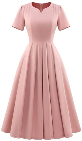 Wedtrend Robes des années 1950 pour femmes, robes midi rétro, robe de thé des années 1940 avec poches, rose poudré, Taille L