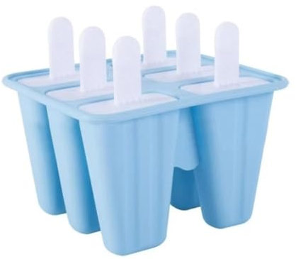 Silicone Ice Lolly and Popsicle Mould: Versatile Ice Cream, Yogurt and Frozen Treat Maker (Blue-6 Hole)