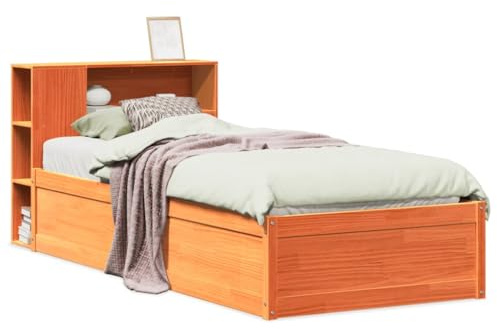 Eleganz Massivholzbett 100x200 cm Kiefernholz - Natürliches Wachsbraun, Langlebig & Stabil - Perfekt für Schlafzimmer & Gastzimmer - Umweltfreundliches Design