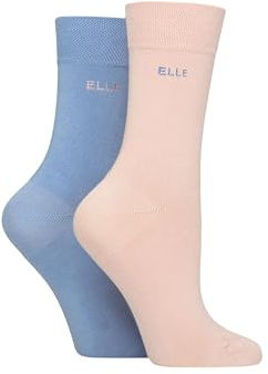ELLE Ladies Bamboo Fibre Socks - Soft, Breathable & Cooling Plain Socks in a Multipack of 2 Pairs Sizes 4-8 (UK, Numeric, 4, 8, Regular, Regular, Parisian Rose)