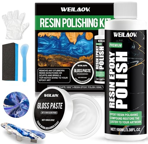 WEILAOK Polish pour Resine Epoxy, Polissage Resine Epoxy, Pate a Polir Polish resine, Eliminezl Rayures et Traces de Ponçage et Redonnez de L'éclat à Vos Tables, résines et Objets Artisanaux