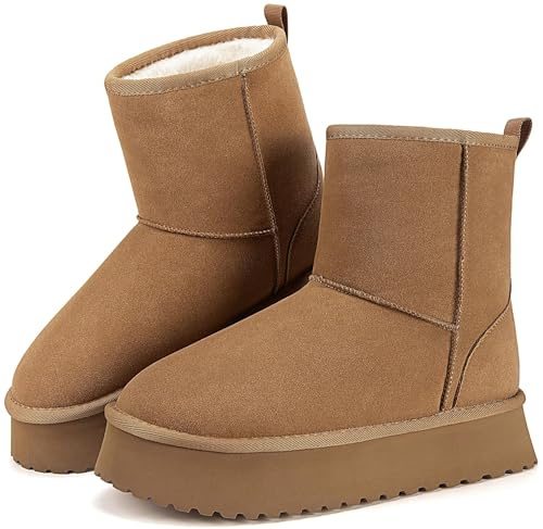 Mishansha Bottes de Neige Femme Bottines Fourrées Chaussures Hiver Chaude Bottes à Plateforme Antidérapantes 38 EU