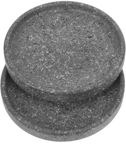 ROMISBABA 2 Pièces Coupelles Céramique pour Pots de Fleurs Plateau Égouttoir pour Jardin et Balcon Base Antidérapante Pierre