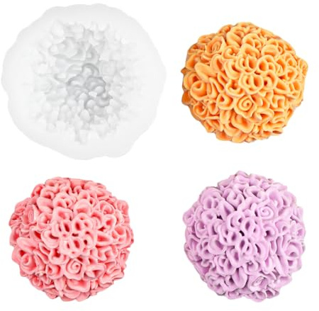 Stampo in silicone per candele profumate a calendula – Stampo a forma di fiore di crisantemo grande ornamento a grappolo