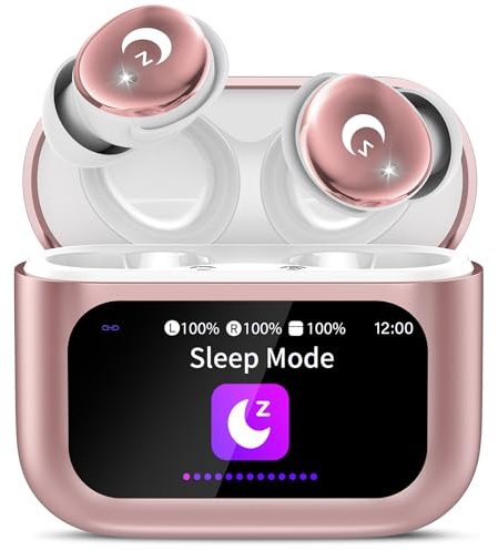 Wireless Earbuds with Smart Touch Screen, 2026 Mini Sleep Earbuds Bluetooth 5.4 Headphone In Ear with Noise Cancelling Mic, 48H Playtime Hi-Fi Stereo Sound, 5 EQ Modes/IP7 Waterproof Ear Buds Rose