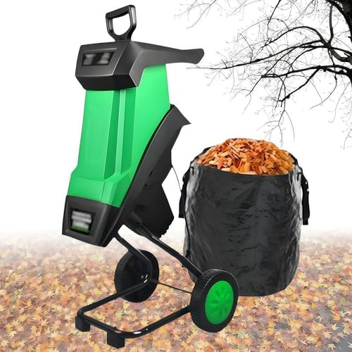 PRMTYUP Biotrituratore Elettrico Potente da 2400 W, Trituratore da Giardino con Raccoglitore da 50 Litri, capacità di Taglio Rami Fino A 40 Mm, Sminuzzatore per Foglie Silenzioso,2400w