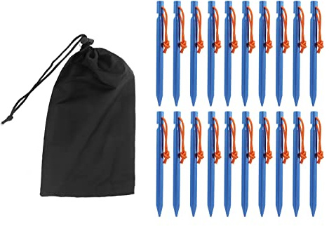 Estacas para Tienda de campaña Resistentes en Forma de V, estacas para Acampar con Cuerdas, Accesorios para Tienda de campaña de aleación de Aluminio 7075, estacas ultraligeras de (Azul)