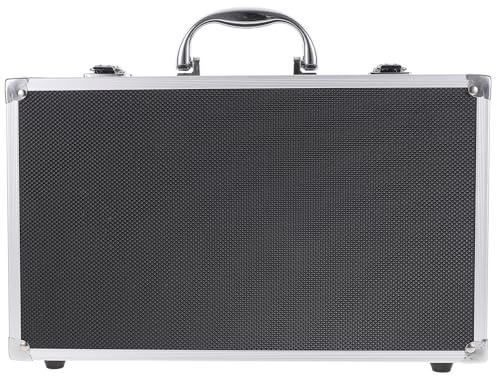 UTHCLO Estuche Rígido para Micrófonos Inalámbricos 2 Unidades, Maletín Portátil de Aluminio Negro, Contenedor Organizador Protector para Equipo de Audio en Salas de Karaoke y Grabación
