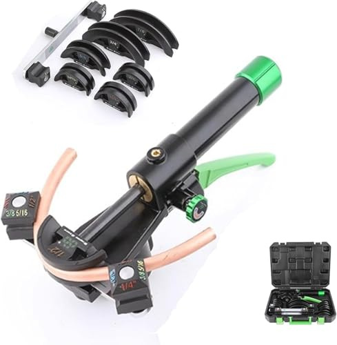 YXYLJOZ Kit piegatubi Idraulico - Set di Utensili manuali a cricchetto per Piegare Tubi in Rame, Ottone, Alluminio e Acciaio - Include stampi per piegature di precisione