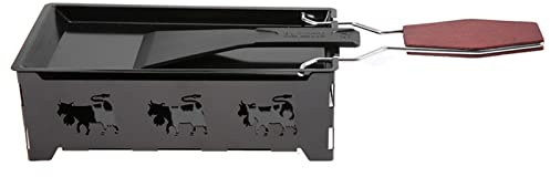 Xiuganpo Mini-Raclette-Grill-Ofen-Set, Tragbarer Antihaft-Käse-Raclette-Rotaster-Backblech-Herd für Camping-Picknicks Im Freien, Langlebiger Kohlenstoffstahl in Schwarz, 7,09 X 3,35 X 2,36 Zoll