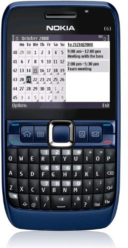 Nokia E63 ultramarine blue (Tastiera QWERTZ, Ovi, Radio stereo FM, UMTS, GPRS, Nokia Maps, 2 MP) Smartphone (Importato da Germania)