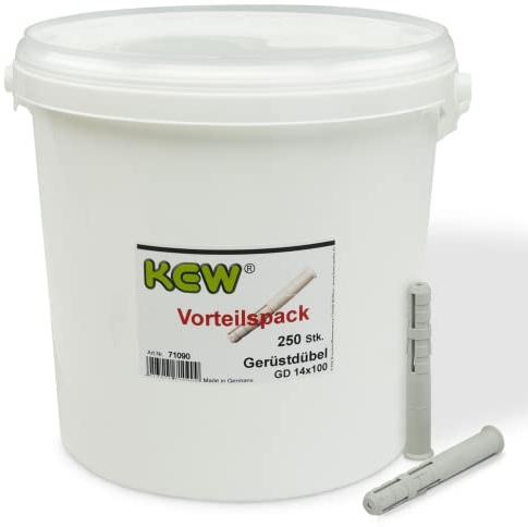 KEW 250x Gerüst-Dübel GD - Langschaftspreizdübel - mit Drehsicherung - für Beton, Stein, etc. - 14x100 mm - 250er-Set