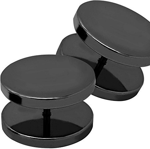 Soul-Cats 2 Fakeplugs/Ohrringe aus Edelstahl, Größe: 14 mm, Farbe: Schwarz