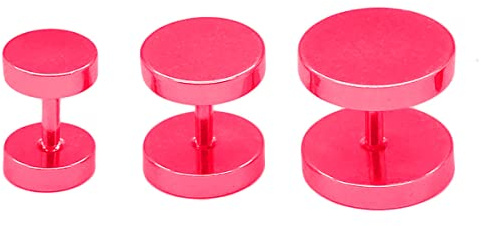SoulCats® 2 Fakeplugs Fake Plug Tunnel Piercing Örhängen Män svart silver rosa 10 mm