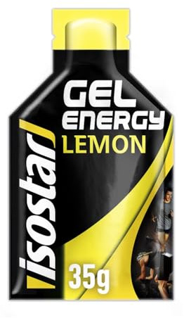 ISOSTAR – Gel Energy Citron – Gel Énergétique Sport avec Glucides, Source de Vitamines B1 & C – Running, Vélo & Trail – 35 g